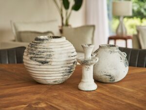 Ribbed Vase - Antique White (Pack of 2)