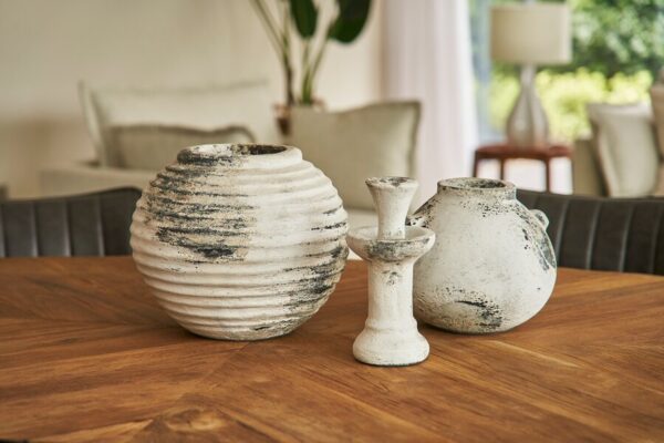 Ribbed Vase - Antique White (Pack of 2)