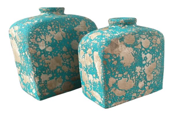 Box Vase Set of 2 - Antique Blue - 2 Sets