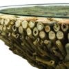 Driftwood Round Coffee Table w Glass Top