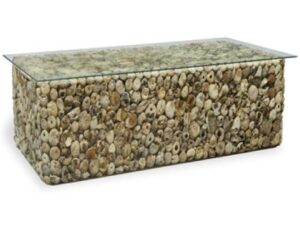 Driftwood Rectangular Coffee Table New with Glass Top