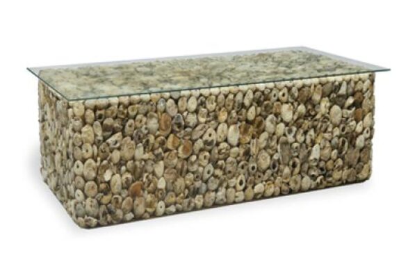 Driftwood Rectangular Coffee Table New with Glass Top
