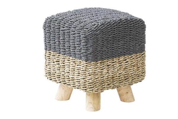DF-BB-LAW122-featured-1 Stripy Square Basketweave Stool - Grey Top