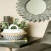 Round Daisy Mirror Blackwash
