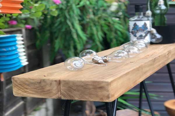 Natural Teak Root Drinks Table 25cm Deep