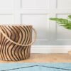 DF-BB-LAW24-featured Natural Teak Root Tiger Stripe Stool with Rope
