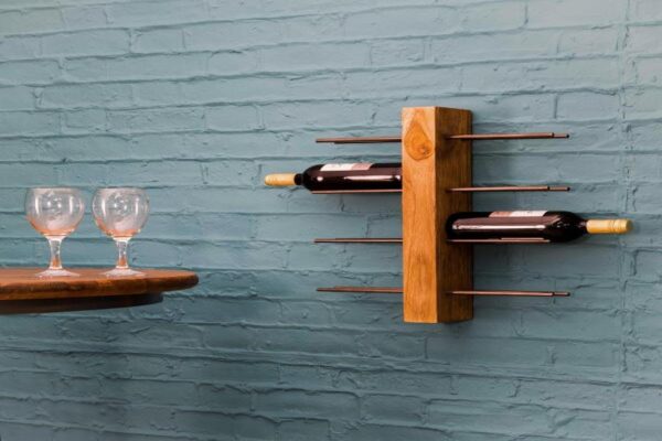 Natural Teak Root Wine Rack 8 Bottles