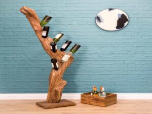Natural Teak Root Freestanding Wine Rack 8 bottles