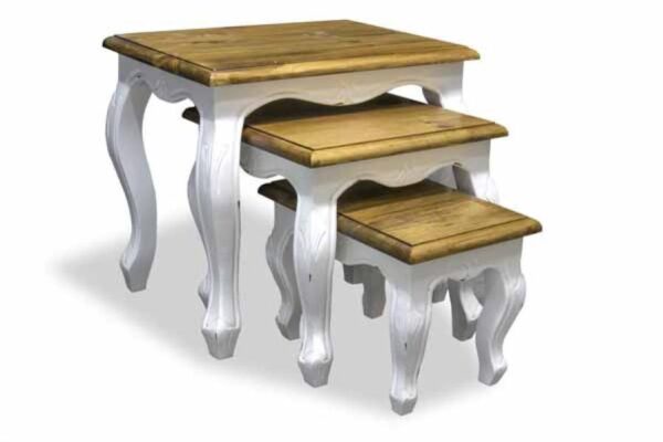 Provence Carved Nest Tables Antique White