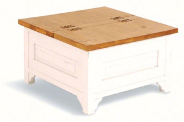 Square French Trunk Coffee Table Antique White