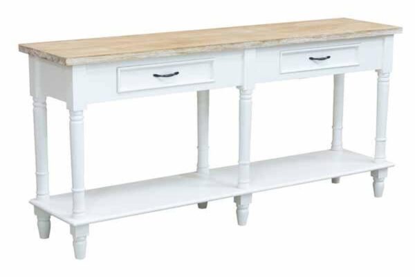 Cottonwood 2 Drawer Console Table with Shelf Antique White