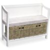 Cottonwood Storage Benc with Basket Antique White
