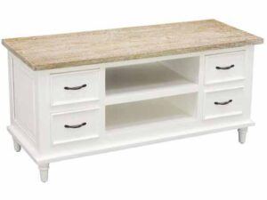 Cottonwood TV Unit 4 Drawer 2 Shelves Antique White