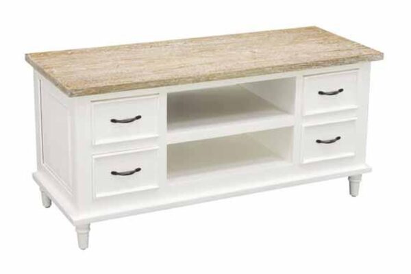 DF-BB-PPR266-featured Cottonwood TV Unit 4 Drawer 2 Shelves Antique White