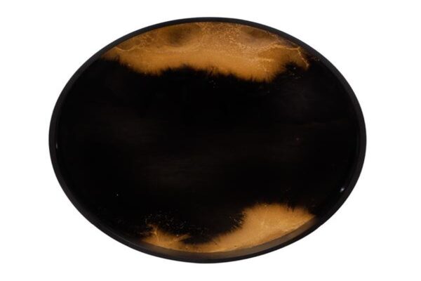Noir & Gold Small Round Resin Tray