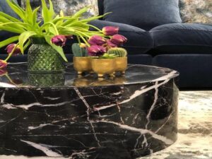 Marble Plinth Coffee Table - Black