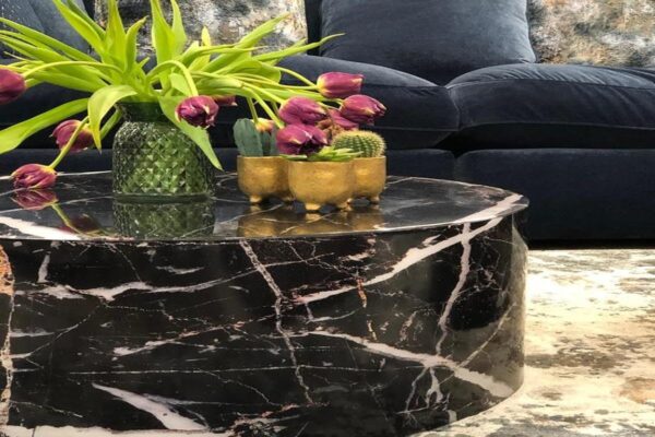 Marble Plinth Coffee Table - Black