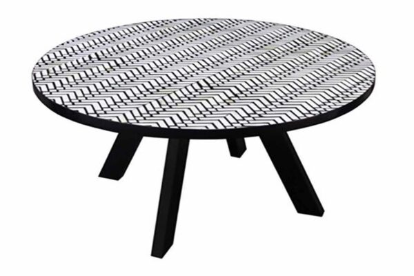 Round Dining Table - Mono Inlay Print