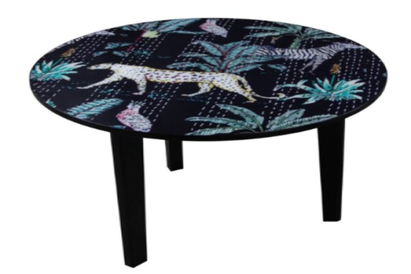 Round Bistro Table Night Jungle Print