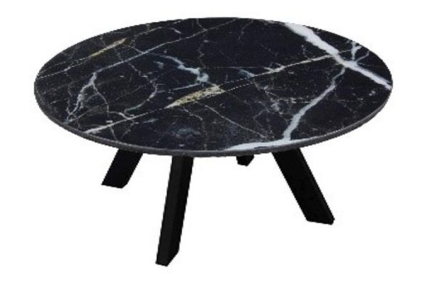 Round Dining Table 110cm - Black Marble Print