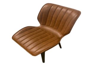 Alfa Dining Chair Vegan Leather Tan Wooden Leg - SET OF 2