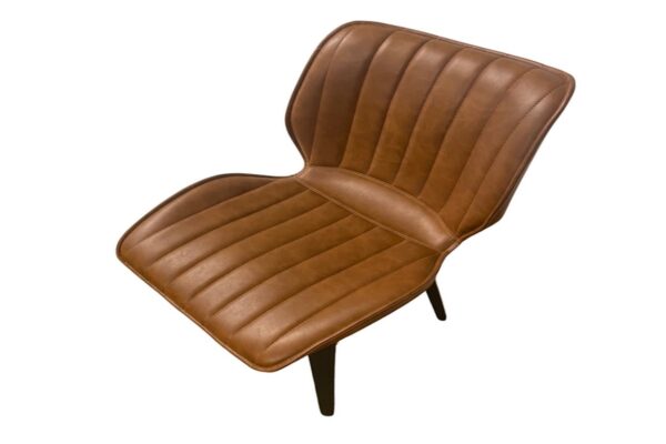 Alfa Dining Chair Vegan Leather Tan Wooden Leg - SET OF 2