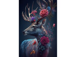 Flower Deer Wall Art