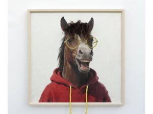 DF-DUT-11622-featured Horse In A Red Hoodie