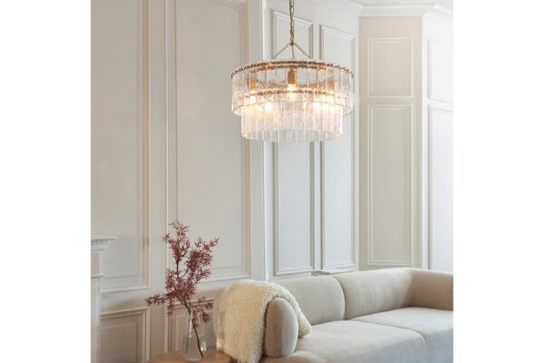 Karine 5 Tiered Pendant Light Brushed Aged Brass