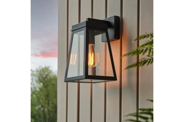 Lymington Wall Light Textured Black & Clear Glass
