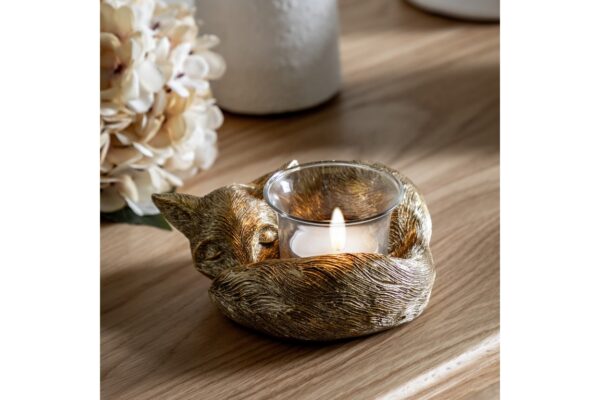 DF-GAL-5055999257534-featured Sleeping Fox Tealight Holder Gold