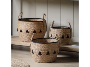 Alid Baskets Natural & Black Set of 3