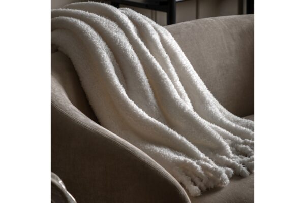 Plain Fringe Teddy Throw Natural