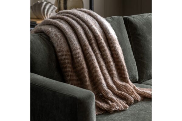 Faux Mohair Fringe Throw Brown & Nat