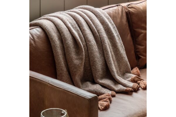 Knitted Border Tassel Throw Rust