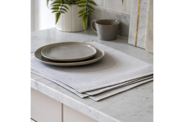 Woven Striped Placemat Grey 4pk