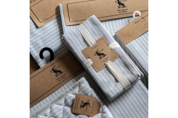 Woven Striped Double Oven Glove Grey