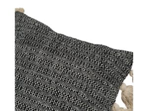 Woven Cushion with Tassels Black