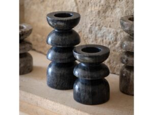 Azuaga Marble Candlestick Grey Set of 2
