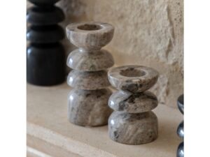 Azuaga Marble Candlestick Sandstone Set of 2