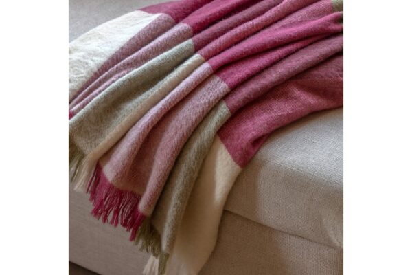 Dursley Check Throw Cranberry and Olive
