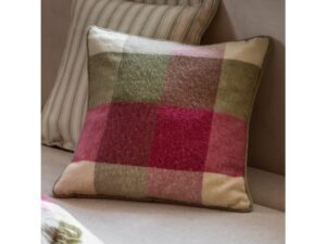 DF-GAL-5056693588085-featured Dursley Check Cushion Cranberry and Olive