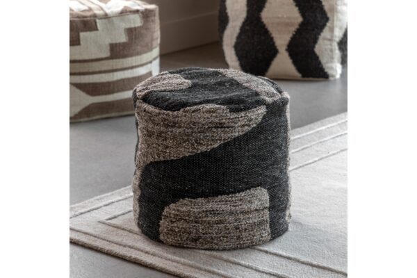 Bergen Mono Graphic Drum Pouffe