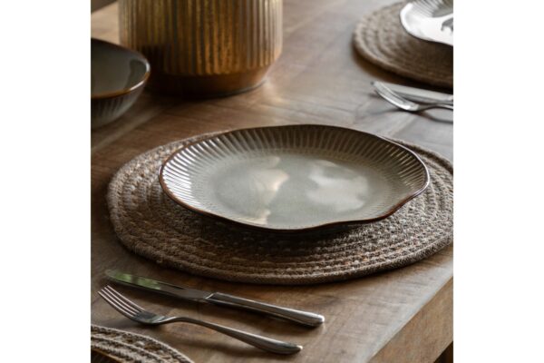 Organic Ridged Dinner Plate Stone 4pk