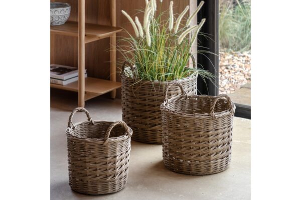 Hand Woven Willow Storage Basket Nest Set of 3