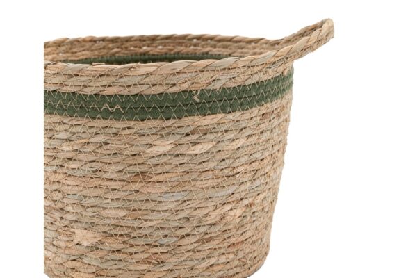 Storage Basket Black White Olive Stripe Nest of 3