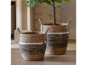 DF-GAL-5056693592099-featured Woven Storage Basket Contrast Stripe Set of 2