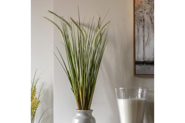 Potted Grass with Feathered Wildflower