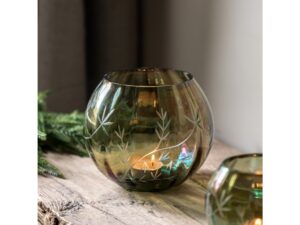Floral Etched Iridescent Tealight Holder