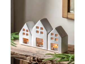 Pearly White Houses Tealight Holder